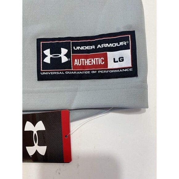 Under Armour Mens Large Gray Baseball Heat Gear Full Button Jersey NWT - Picture 3 of 8